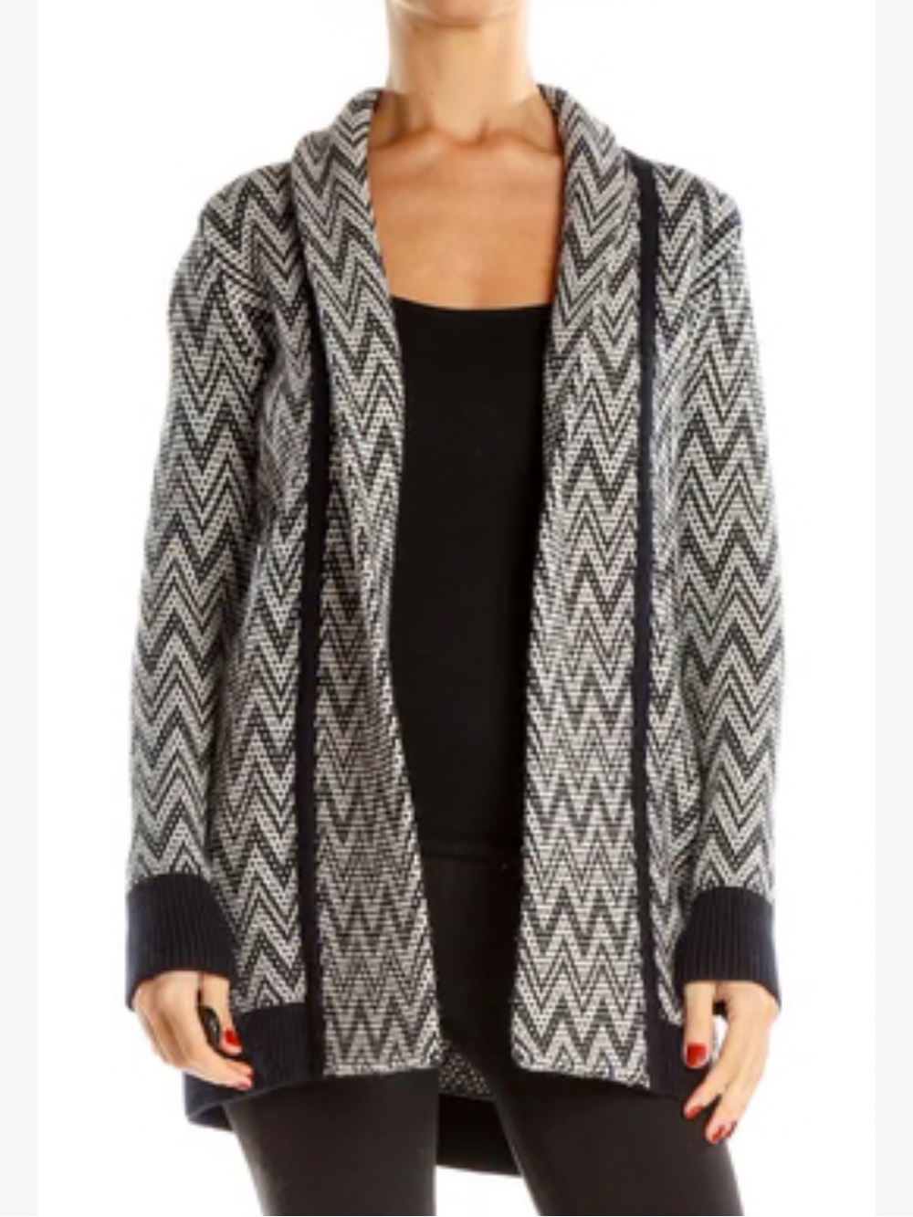 Banana Republic Chevron Wool Blend Italian Yarn Knit Open Cardigan